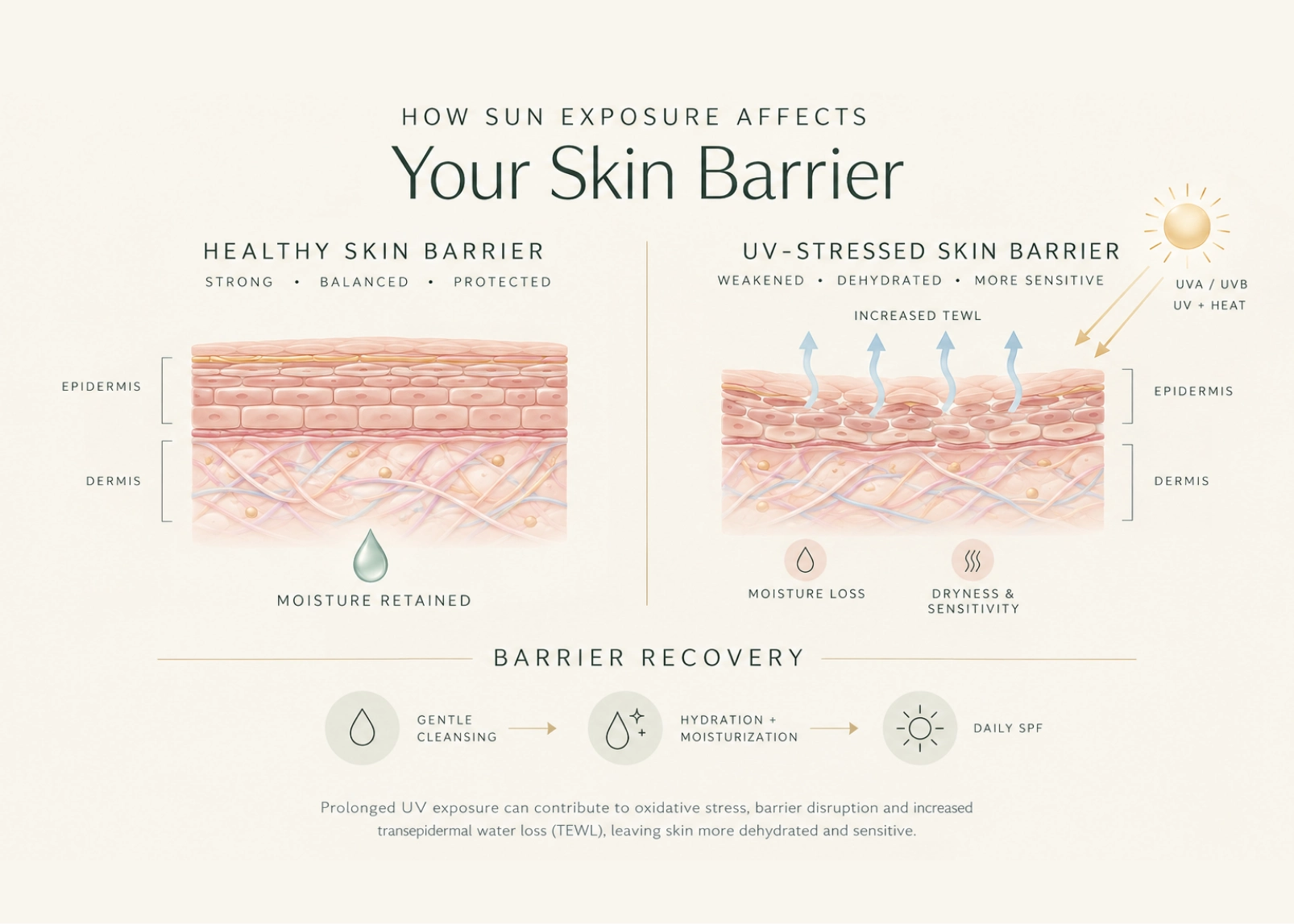 An infographic describes how sun exposure can be harmful to your skin