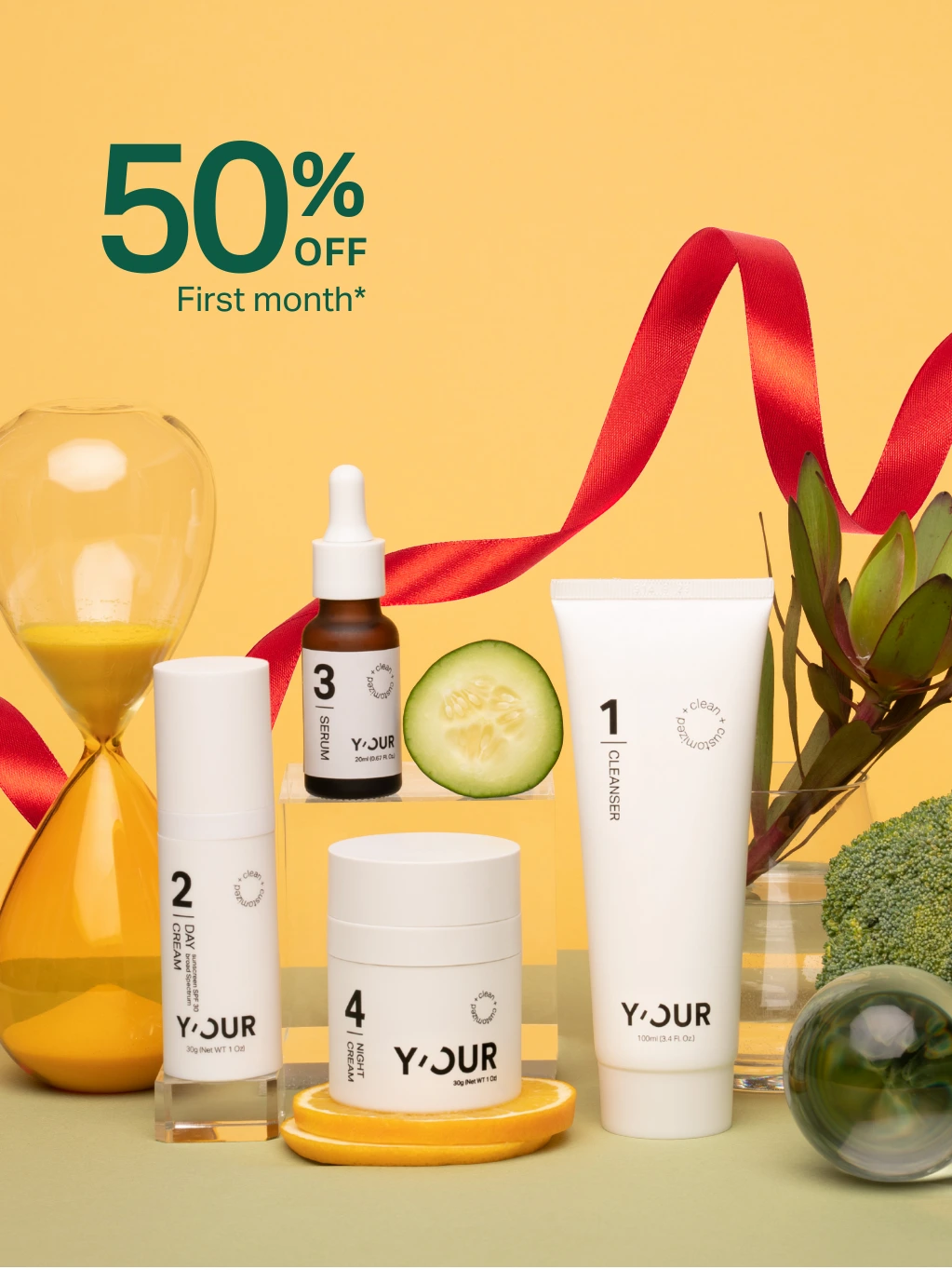 Y'OUR 4-step personalized skincare curated to your unique skin's needs