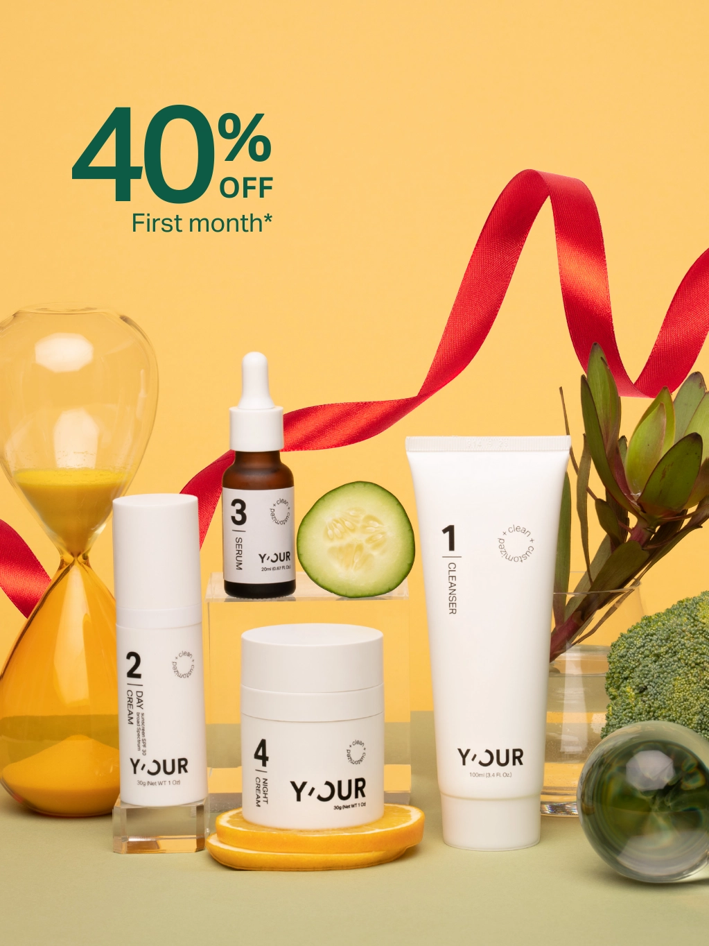 Y'OUR 4-step personalized skincare curated to your unique skin's needs